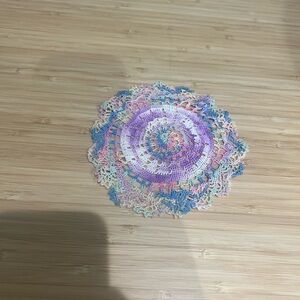 🌈 Handmade Multicolor Crochet Doily – 5” 🌈